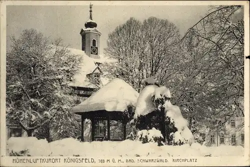 Ak Königsfeld im Schwarzwald Baden, Kirchplatz