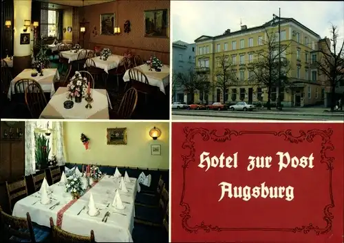 Ak Augsburg in Schwaben, Hotel zur Post, Am Königsplatz