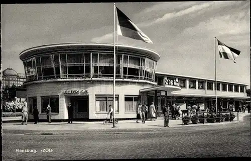 Ak Flensburg in Schleswig Holstein, ZOB, Bahnhof