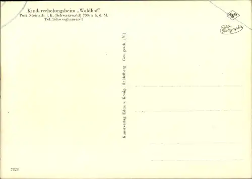 Ak Steinach im Kinzigtal Schwarzwald, Kindererholungsheim Waldhof