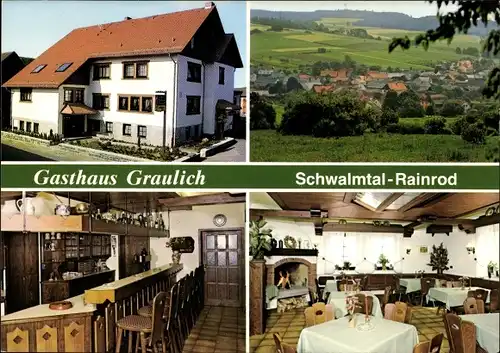 Ak Rainrod Schwalmtal in Hessen, Gasthaus Graulich, Ort mit Umgebung