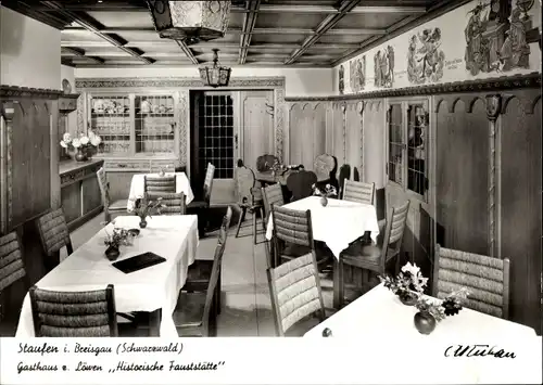 Ak Staufen im Breisgau, Gasthaus z. Löwen, Historische Fauststätte