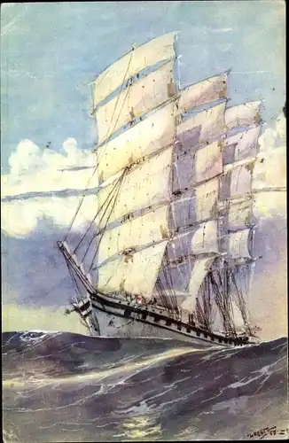 Künstler Ak Sebille, A., Segelschiff, Voilier Bordes