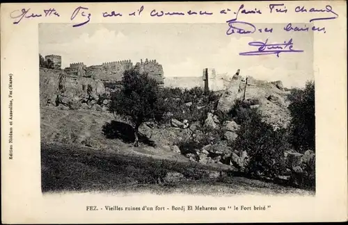 Ak Fès Fez Marokko, Vieilles ruines d'un fort