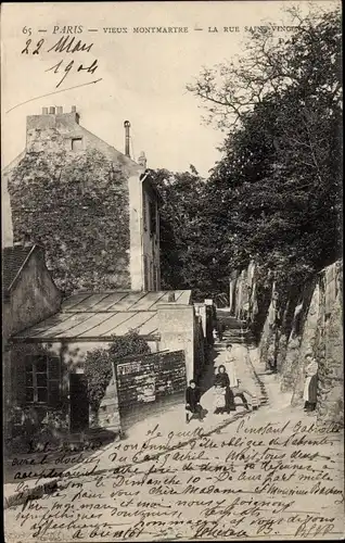 Ak Paris XVIII. Arrondissement Buttes-Montmartre, La Rue Saint Vincent