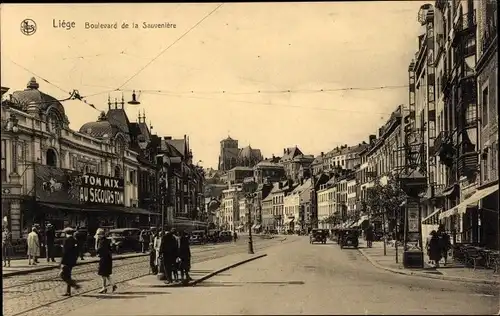Ak Liège Lüttich Wallonien, Boulevard de la Sauveniere, Kino, Tom Mix, Au Secours Tom
