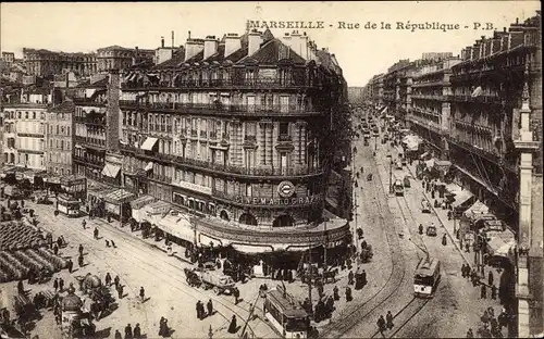 Ak Marseille Bouches du Rhône, Rue de la Republique