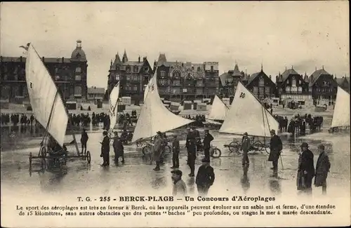 Ak Berck Plage Pas de Calais, Un Concours d'Aeroplages, Strandsegeln