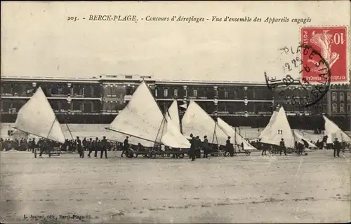 Ak Berck Plage Pas de Calais, Un Concours d'Aeroplages, Strandsegeln