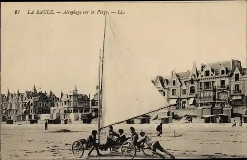 Ak La Baule Loire Atlantique, Aeroplage sur la Plage, Strandsegeln