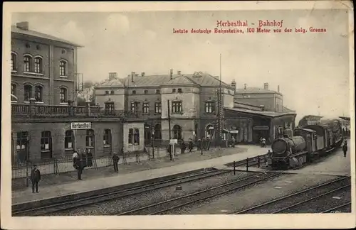 Ak Herbesthal Lontzen Wallonien Lüttich, Bahnhof, Gleisansicht, Belgische Eisenbahn