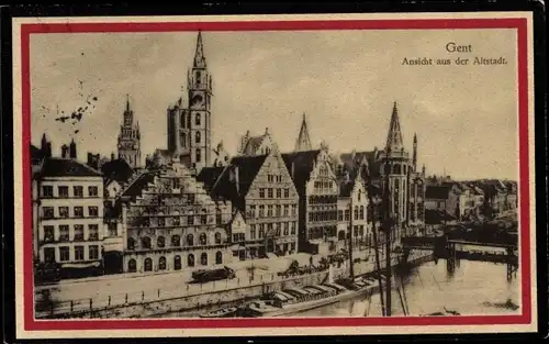Passepartout Ak Gand Gent Ostflandern, Ansicht aus der Altstadt