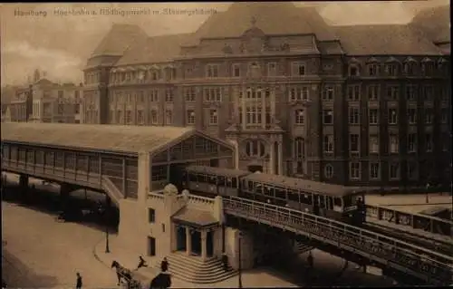 Ak Hamburg, Hochbahn am Rödingsmarkt, Steuergebäude