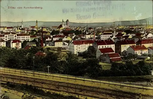 Ak Zittau in der Oberlausitz, Panorama vom Kummersberg aus