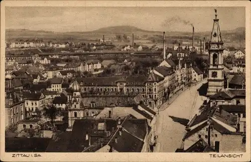 Ak Zittau Sachsen, Blick auf die Stadt mit Umgebung, Altstadt