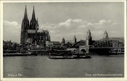 Ak Köln am Rhein, Hohenzollernbrücke, Dom