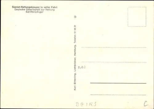 Ak Seenotkreuzer in voller Fahrt, DGzRS