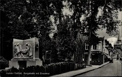 Ak Aurich in Ostfriesland, Burgstraße mit Ehrenmal