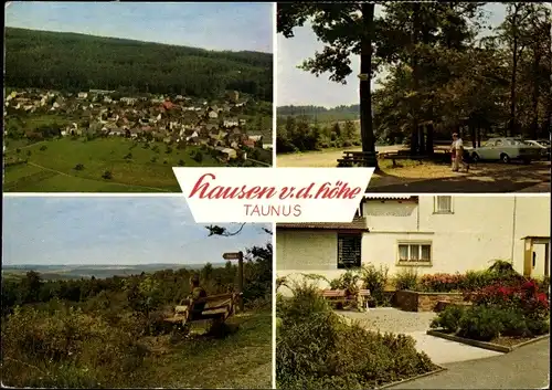 Ak Hausen über Aar Aarbergen im Taunus, Ort, Landschaft, Bank