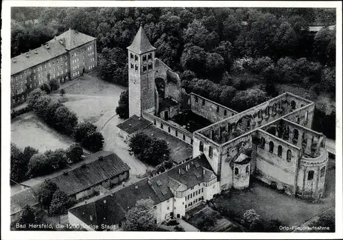 Ak Bad Hersfeld Hessen, Kirche aus der Vogelschau