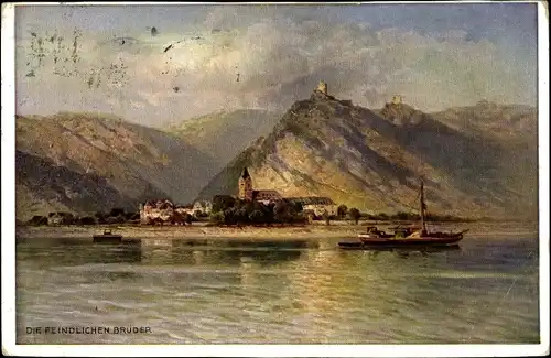 Ak Bornhofen am Rhein, Die feindlichen Brüder, Burg Sternberg, Sterrenberg, Liebenstein