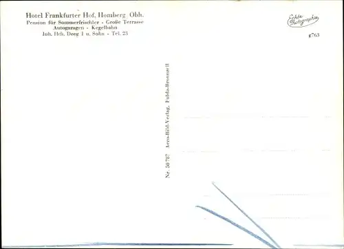 Ak Homberg an der Ohm Oberhessen, Hotel Frankfurter Hof