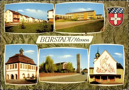 Ak Bürstadt in Hessen, Kirche, Straßenansicht, Häuser