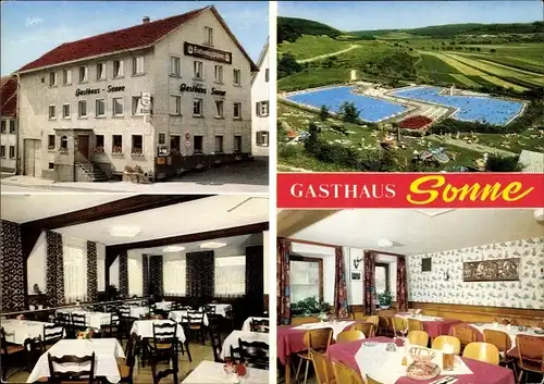 Ak Riedböhringen Blumberg am Schwarzwald, Gasthaus Sonne, Schwimmbad