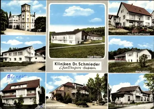 Ak Gailingen am Hochrhein Baden, Schloss Rheinburg, Kliniken Dr. Schmieder