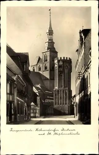 Ak Tangermünde an der Elbe, Eulenturm, Hünerdorfer Tor, Kirche