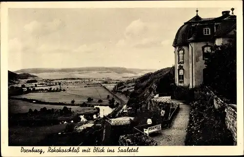 Ak Dornburg an der Saale Thüringen, Rokokoschloss mit Blick ins Saaletal