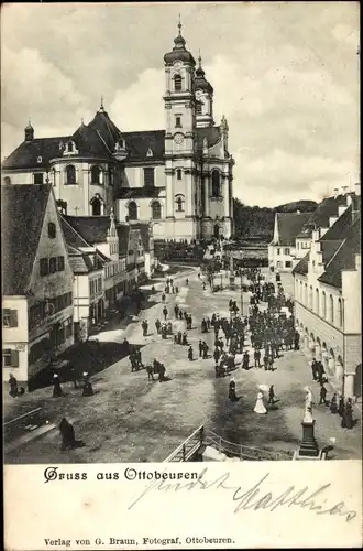 Ak Ottobeuren in Oberschwaben Allgäu, Teilansicht mit Basilika