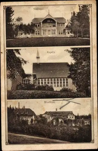Ak Carolagrün Auerbach im Vogtland, Heilstätte, Kapelle, Westfront, Südfront