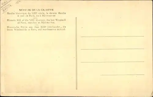 Ak Paris XVIII. Arrondissement Buttes-Montmartre, Moulin de la Galette