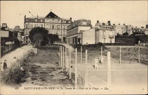 Ak Saint Pair sur Mer Manche, Le Tennis de l'Hotel de la Plage