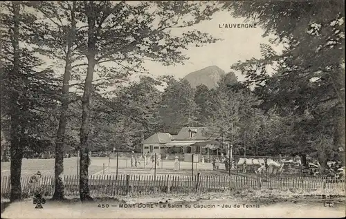 Ak Le Mont Dore Puy de Dôme, Le Salon du Capucin, Jeu de Tennis