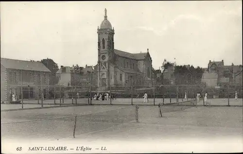 Ak Saint Lunaire Ille et Vilaine, L'Eglise, Tennis