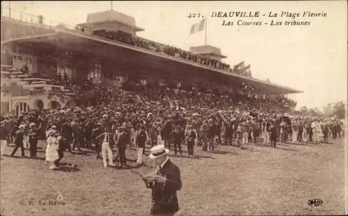 Ak Deauville La Plage Fleurie Calvados, Les Courses, Les Tribunes