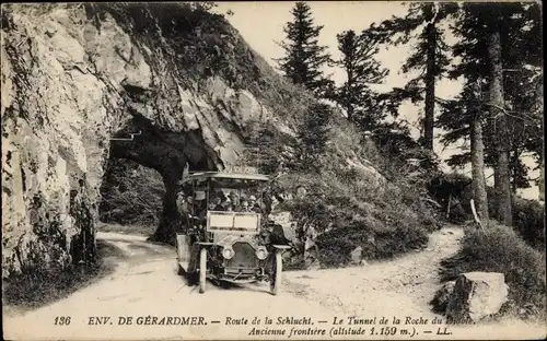 Ak Gérardmer Lothringen Vosges, Route de la Schlucht, Tunnel de la  Roche du Diable