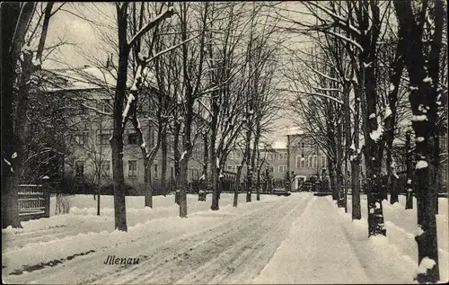 Ak Illenau Achern in Baden Schwarzwald, Allee, Winterszene