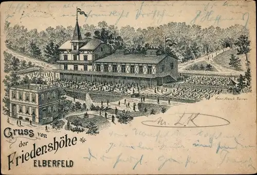 Litho Elberfeld Wuppertal, Gastwirtschaft Friedenshöhe