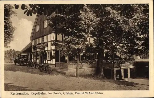 Ak Kürten im Rheinisch Bergischen Kreis, Restauration mit Kegelbahn
