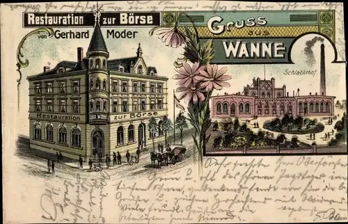 Litho Wanne Herne im Ruhrgebiet, Restauration zur Börse, Schlachthof