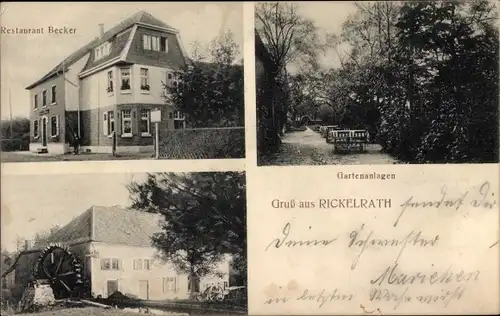 Ak Rickelrath Wegberg Nordrhein Westfalen, Restaurant Becker, Wassermühle, Garten
