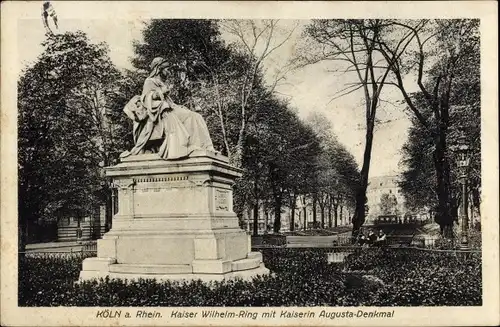 Ak Köln am Rhein, Kaiser Wilhelm Ring mit Kaiserin Augusta Denkmal