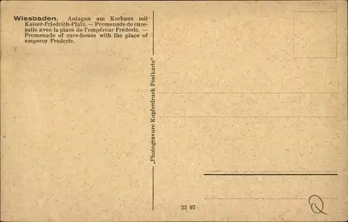 Ak Wiesbaden in Hessen, Anlagen am Kurhaus mit Kaiser-Friedrich-Platz