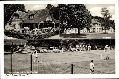 Ak Bad Schwalbach im Taunus, Waldcafe Golfhaus, Moorbad, Tennisplätze, Kleingolfanlage