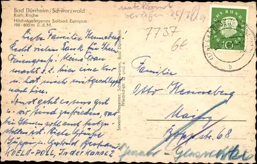 Ak Bad Dürrheim im Schwarzwald, Kath. Kirche