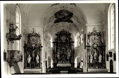 Ak Sankt Leonhard im Forst Wessobrunn in Oberbayern, Pfarrkirche, Innenansicht, Altar