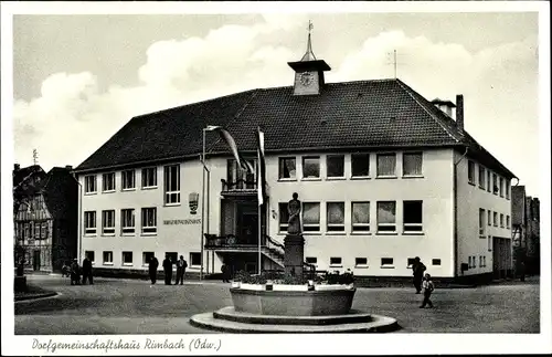 Ak Rimbach im Odenwald, Dorfgemeinschaftshaus, Brunnen